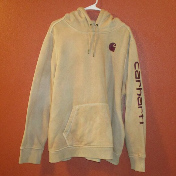 Carhartt Men XX Large Tan Red Warm Comfortable Long Sleeve Pullover Hoodie - Picture 1 of 9